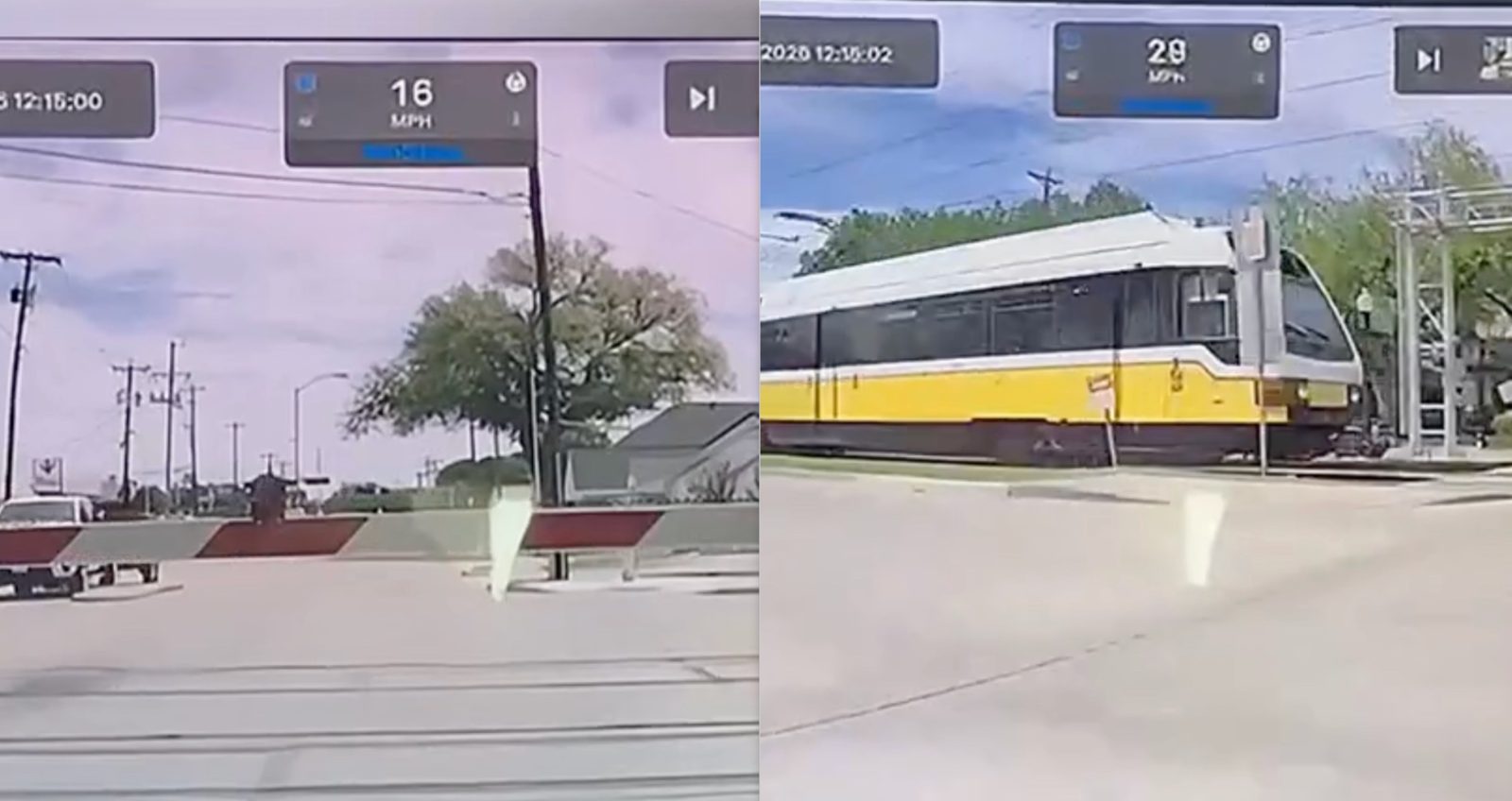 Tesla chạy chế độ "Full Self-Driving" lao qua thanh chắn đường ray ngay trước mũi tàu hỏa — chủ xe Texas phải đạp ga thoát thân