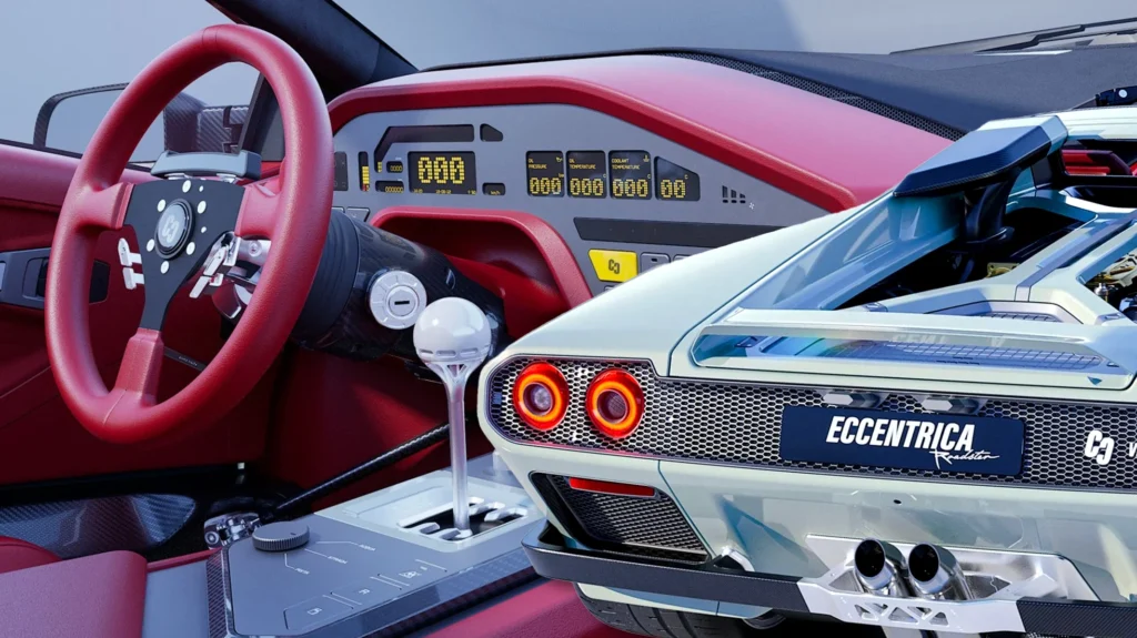 Eccentrica V12 Roadster — bản tái sinh không mui của huyền thoại Lamborghini Diablo với động cơ V12 hút khí tự nhiên và hộp số sàn 6 cấp gài cổng