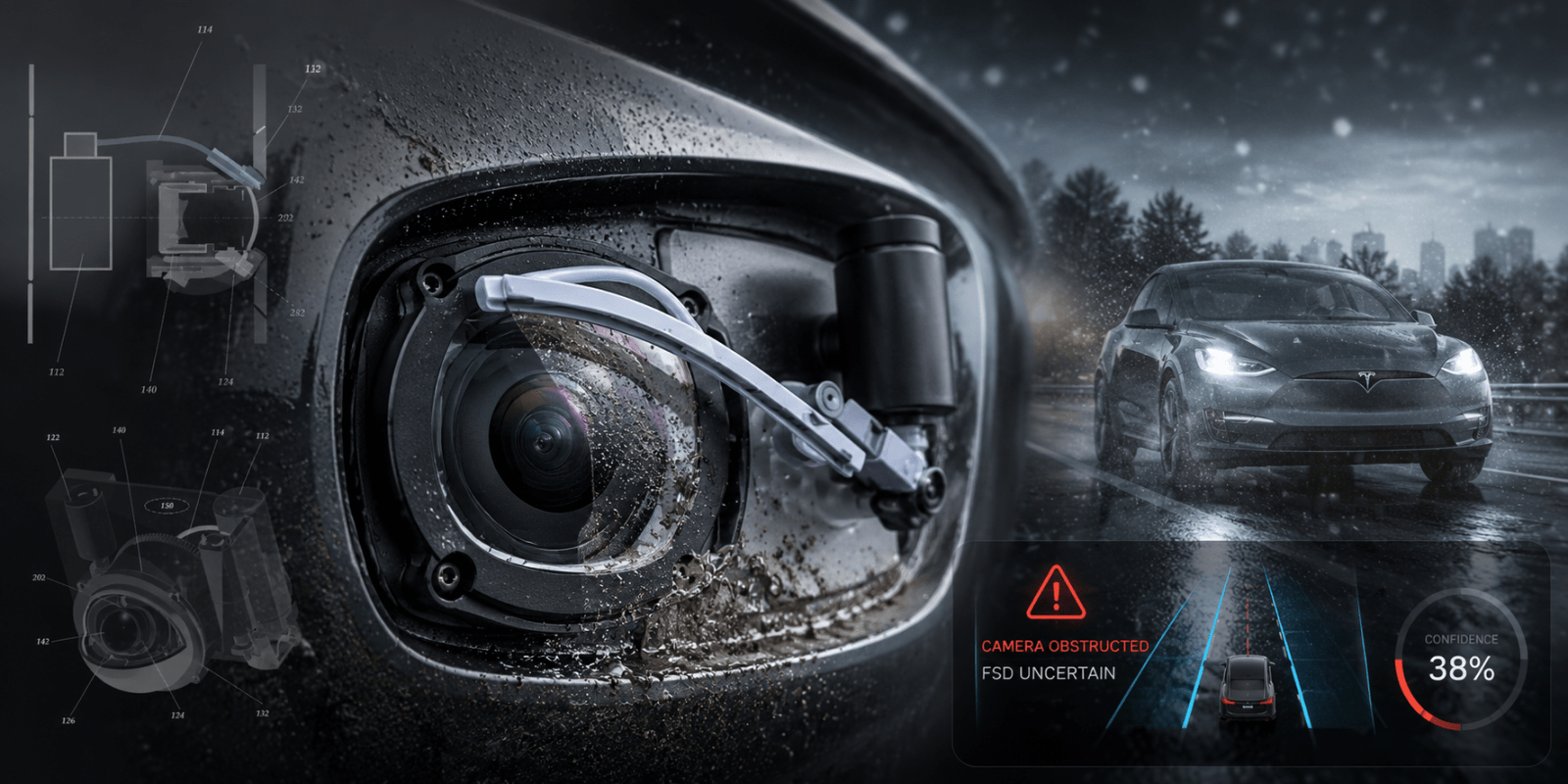 Tesla được cấp bằng sáng chế hệ thống gạt nước cho camera tự lái — càng khiến chủ xe FSD thêm hoài nghi