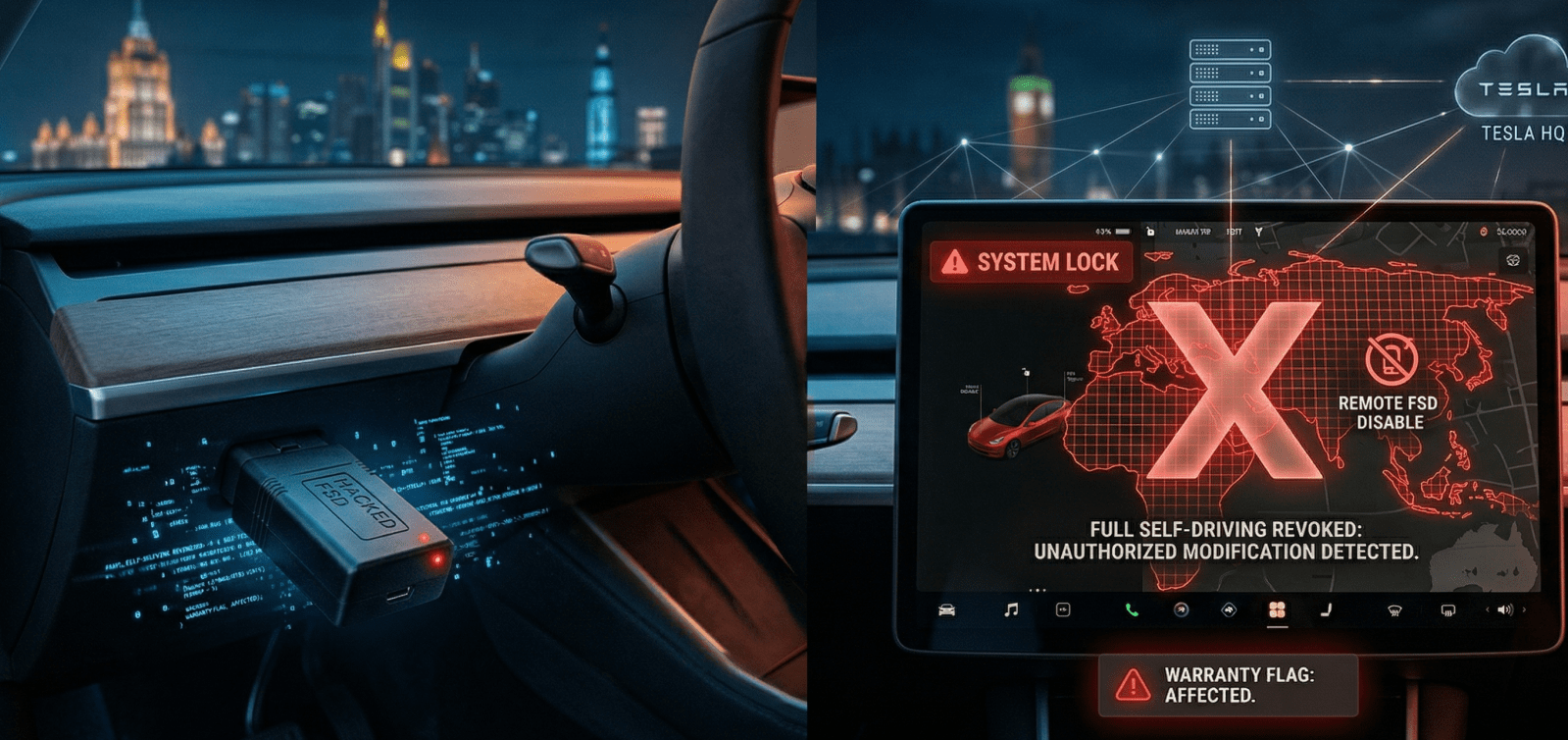 Tesla mạnh tay xử lý thiết bị hack FSD — vô hiệu hóa từ xa, cấm vĩnh viễn không cần cảnh báo